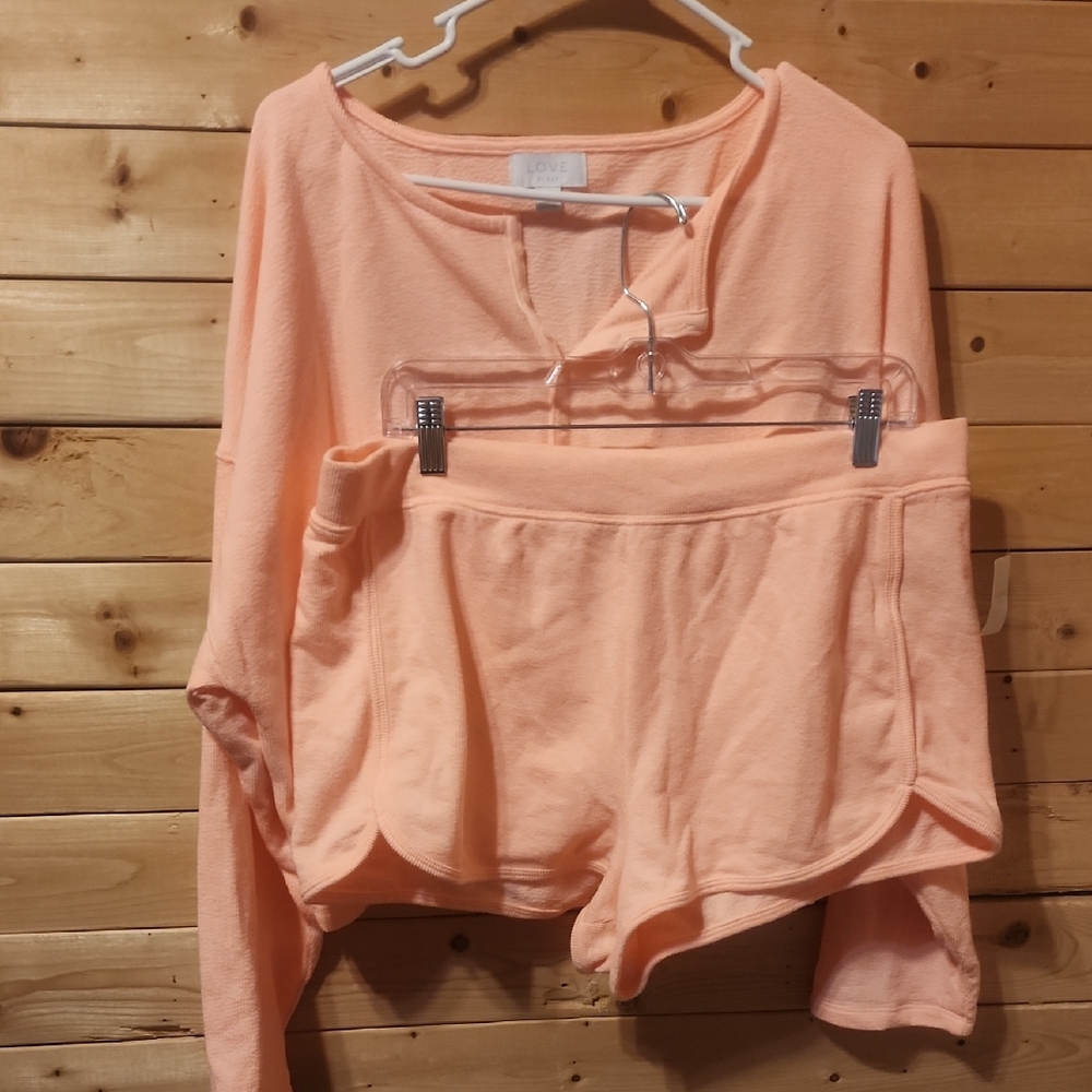 Gap Lounge Wear Size XL Top Shorts Large NEW Peach Cotton